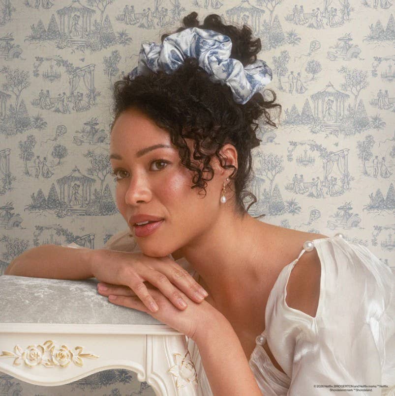 Bridgerton x Kitsch Satin Pillow Scrunchies® in Toile in Bloom - Image 2