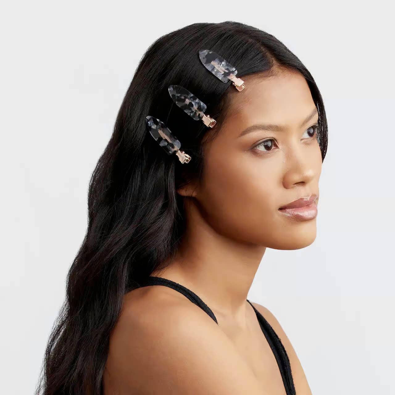Eco-Friendly Creaseless Clips 4pc Set - Black Terrazzo - Image 3