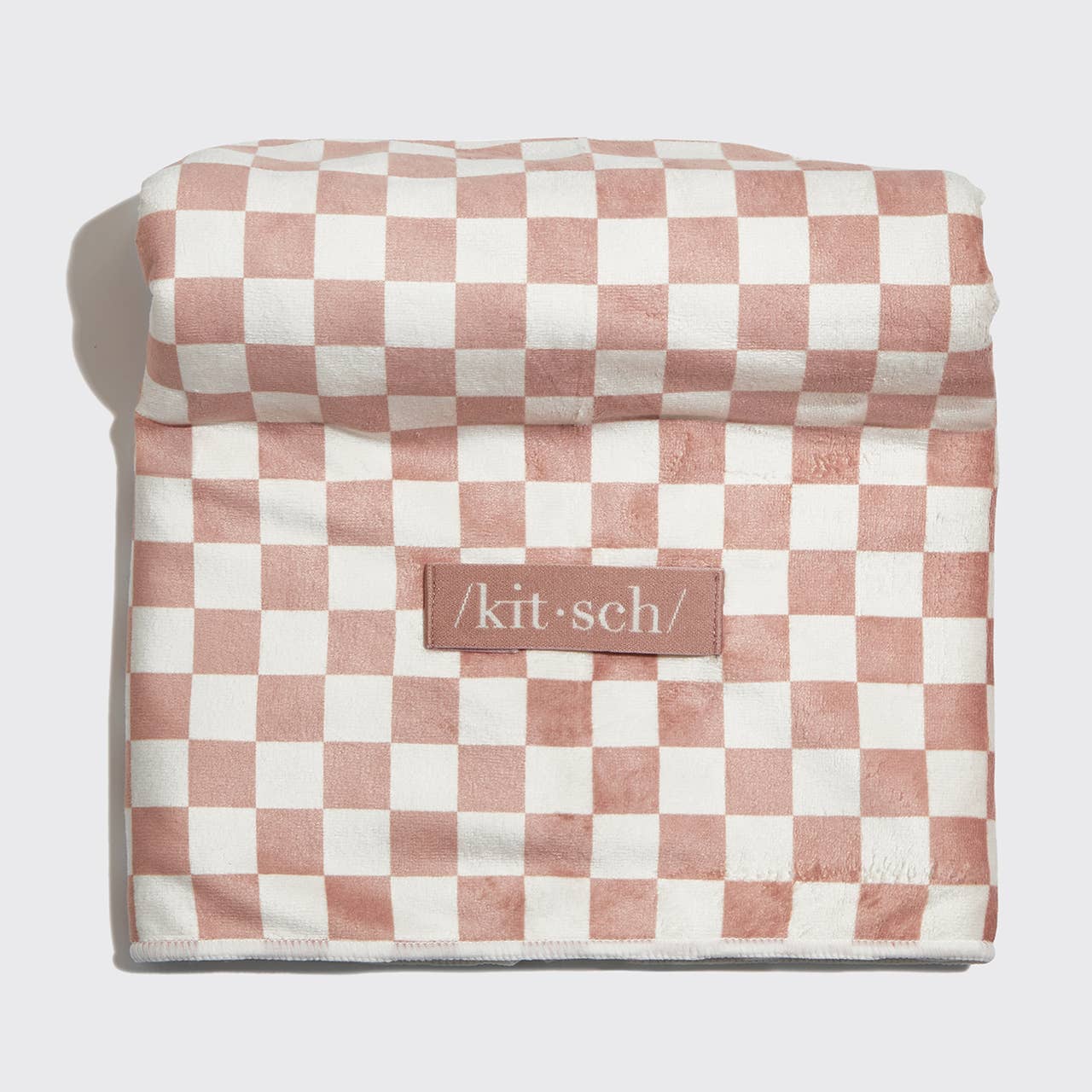 Extra Large Quick-Dry Hair Towel Wrap- Terracotta Checker - Image 6