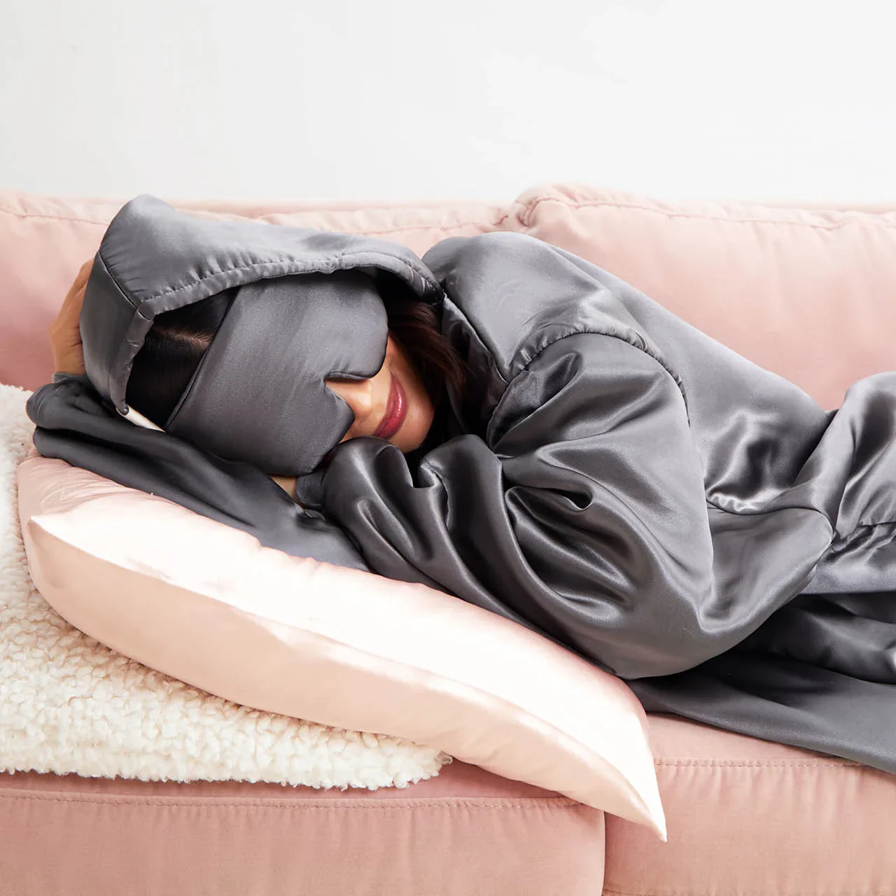 Glazey Satin Hoodie - Blush - Image 13
