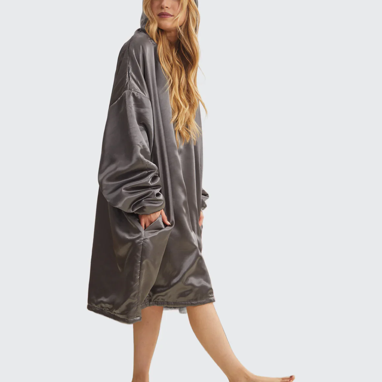 Glazey Satin Hoodie - Blush - Image 16