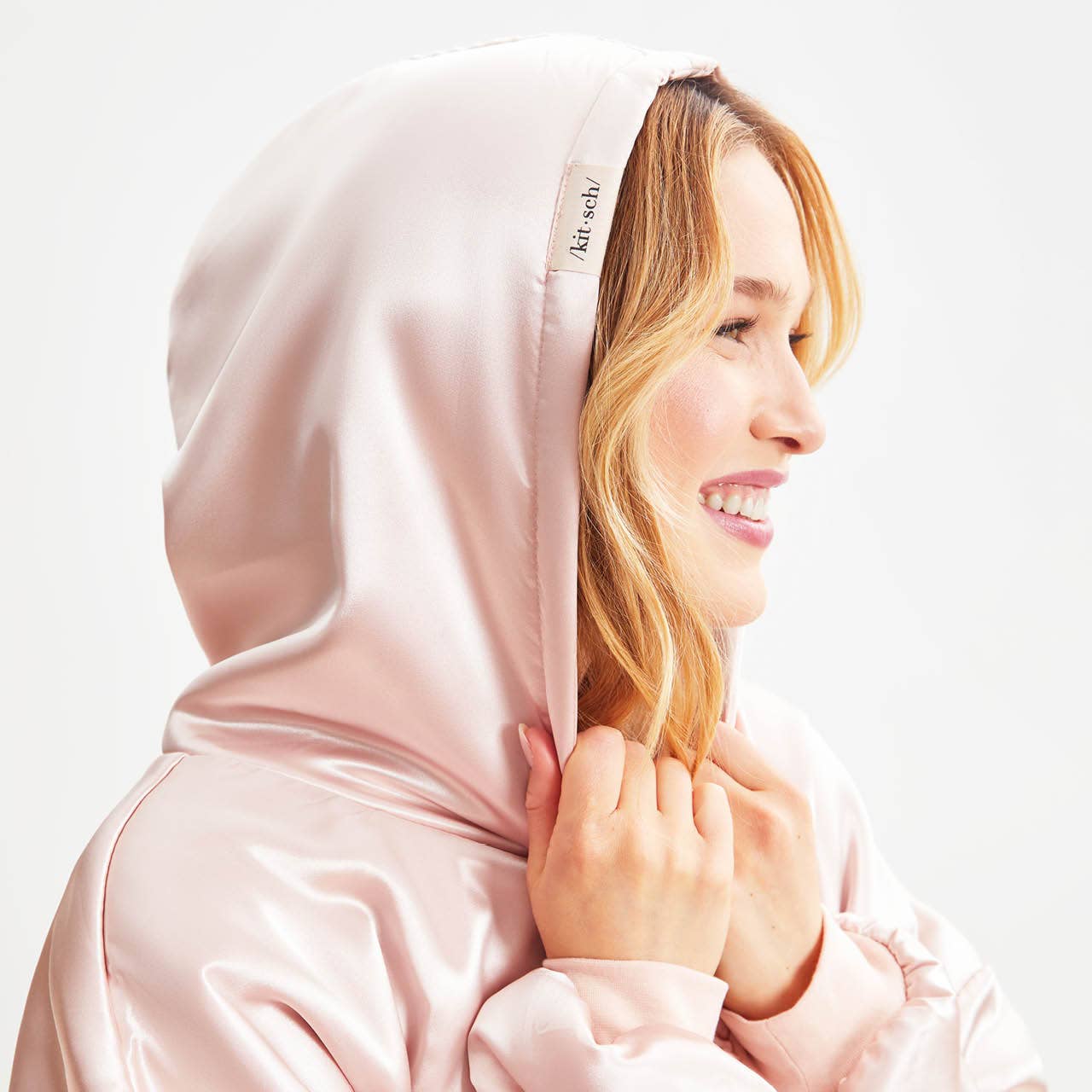 Glazey Satin Hoodie - Blush - Image 5