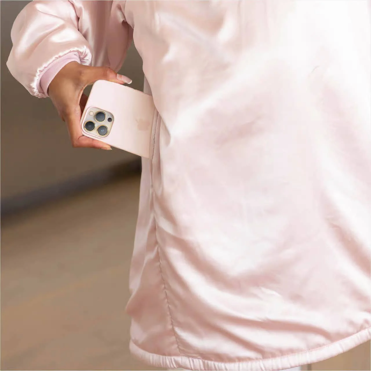 Glazey Satin Hoodie - Blush - Image 7
