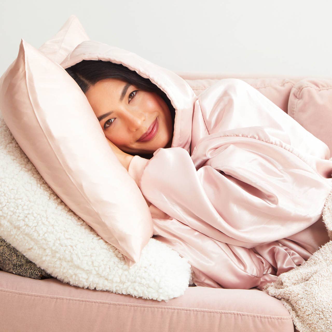 Glazey Satin Hoodie - Blush - Image 8