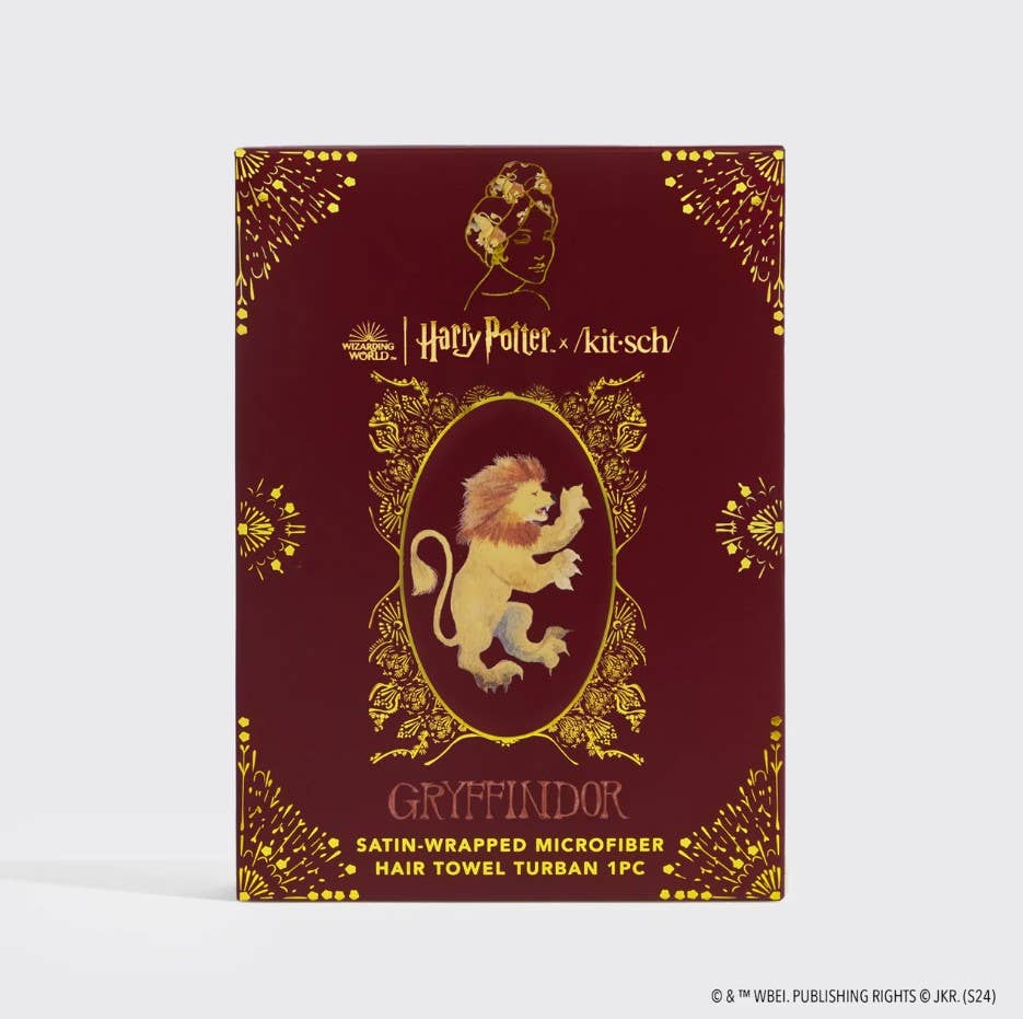 Harry Potter x Kitsch Satin-Wrapped Hair Towel - Gryffindor - Image 4