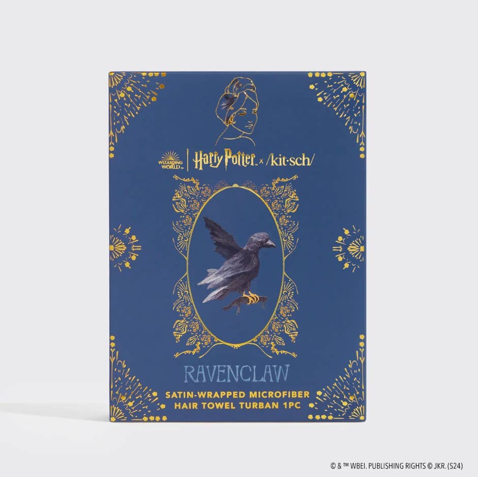 Harry Potter x Kitsch Satin-Wrapped Hair Towel - Ravenclaw - Image 4