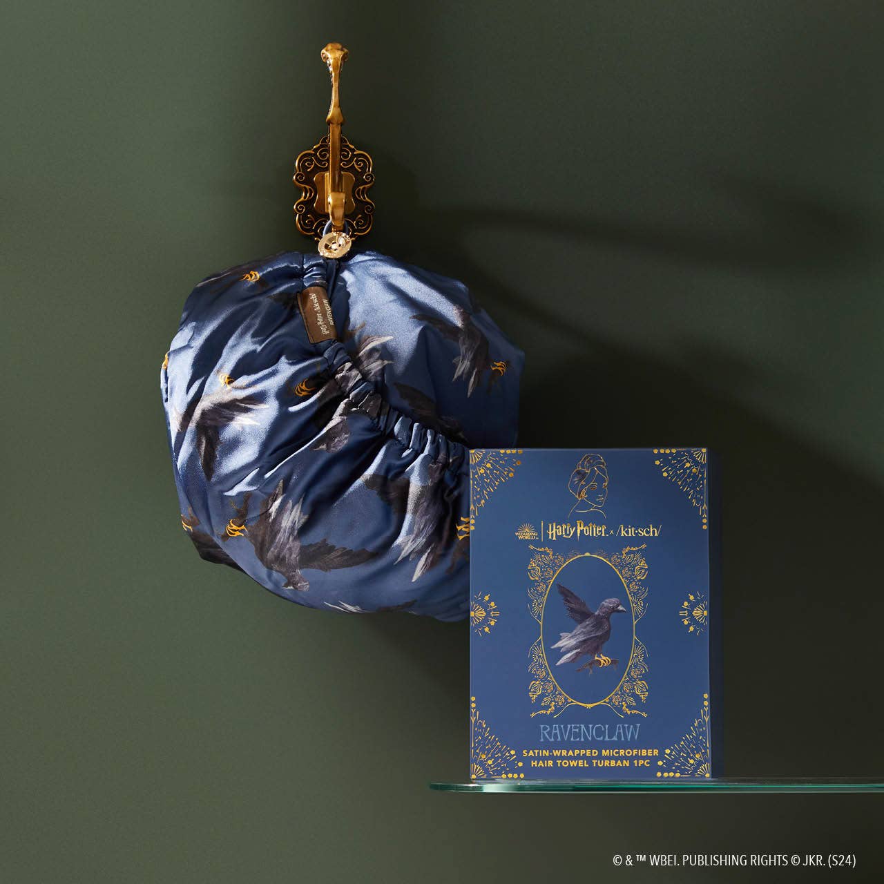 Harry Potter x Kitsch Satin-Wrapped Hair Towel - Ravenclaw - Image 5