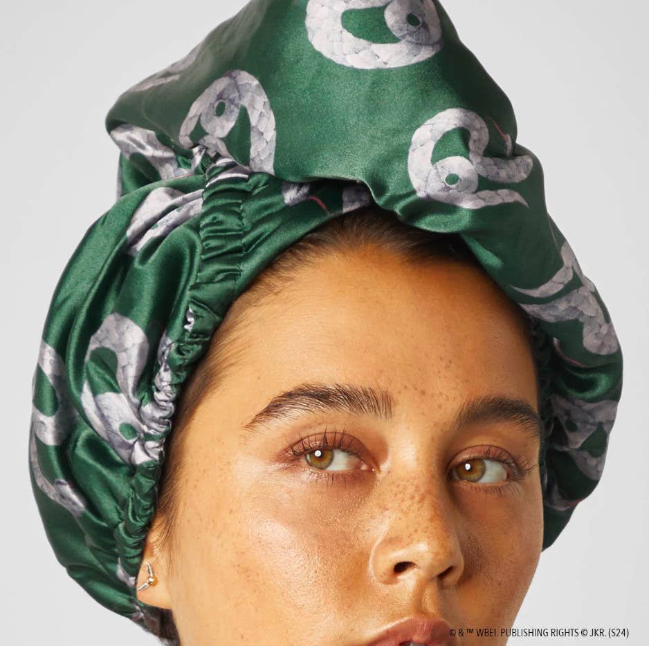 Harry Potter x Kitsch Satin-Wrapped Hair Towel - Slytherin - Image 5