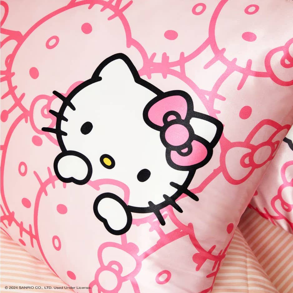 Hello Kitty x Kitsch Pillowcase - Pink Kitty Faces - Image 5