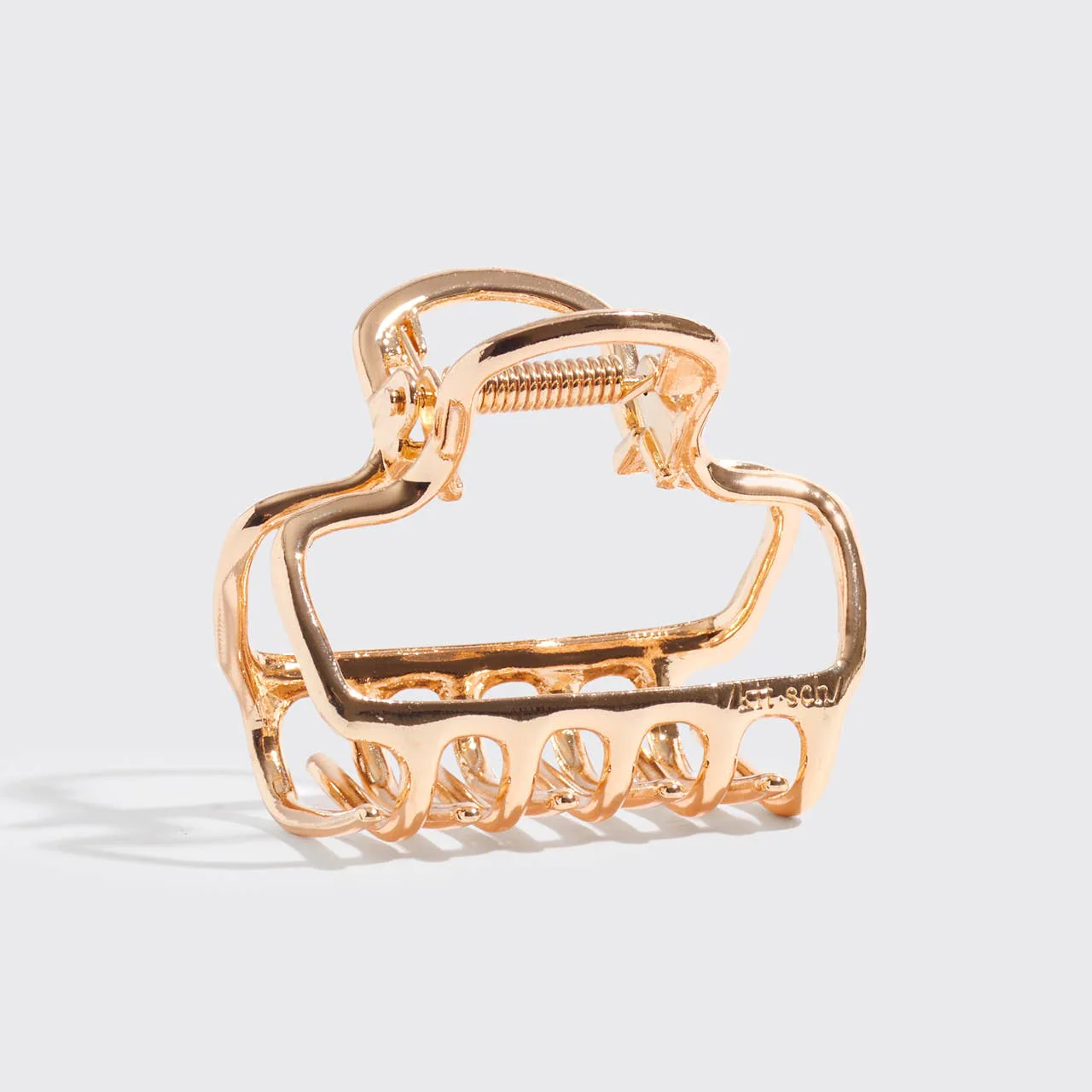 Metal Medium Open Shape Puffy Claw Clip - Gold - Image 3
