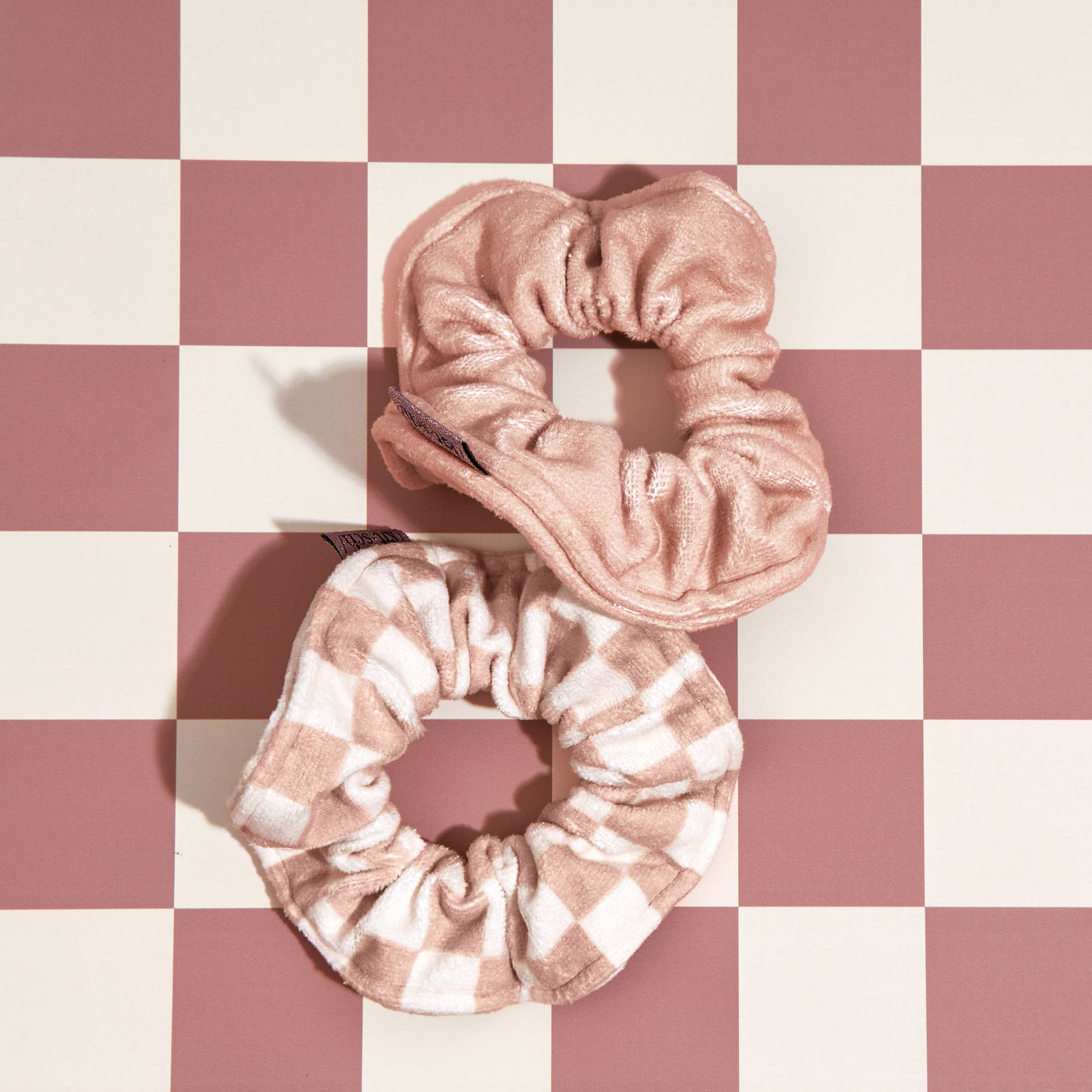 Microfiber Quick-Dry Towel Scrunchie 2PC- Terracotta Checker - Image 3