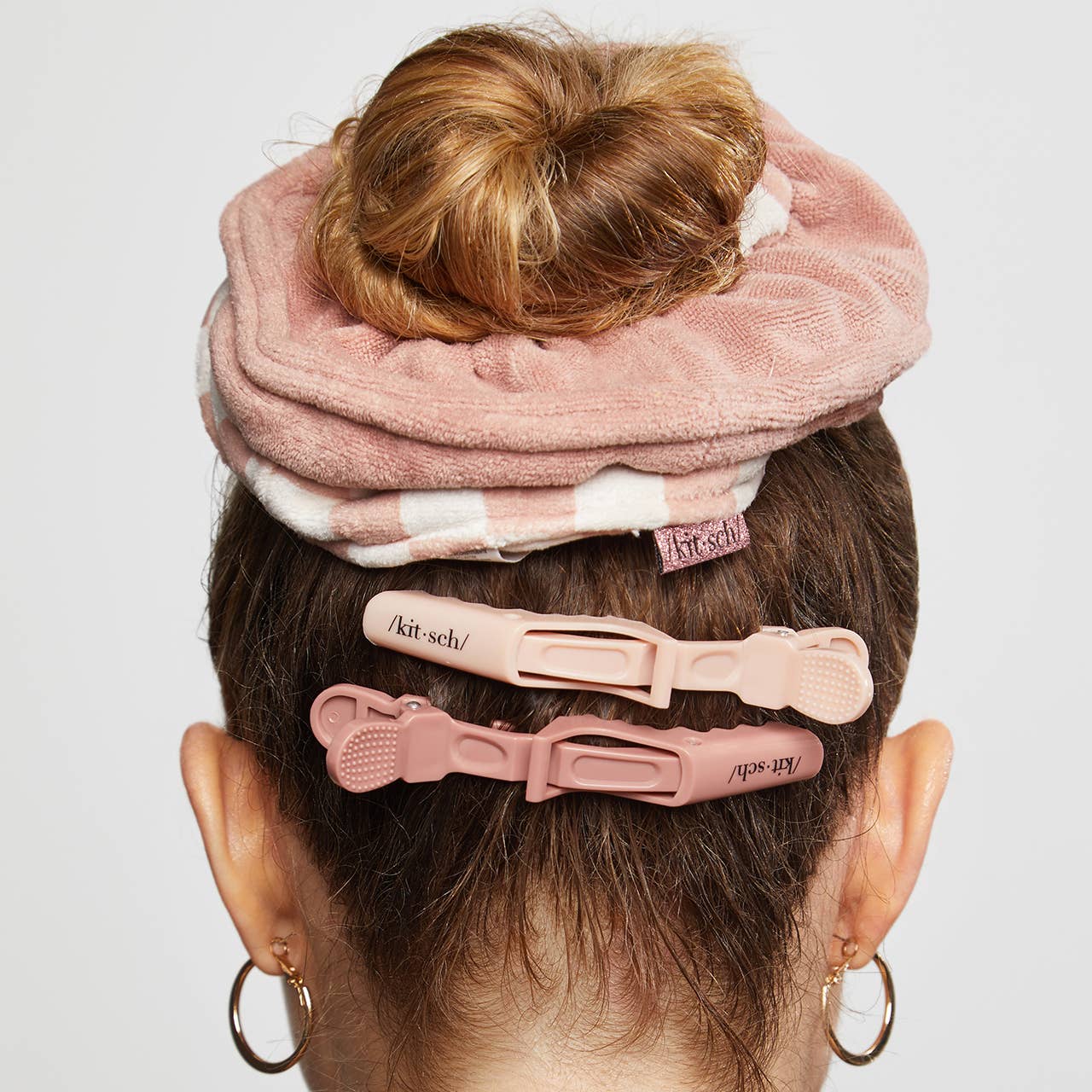 Microfiber Quick-Dry Towel Scrunchie 2PC- Terracotta Checker - Image 7