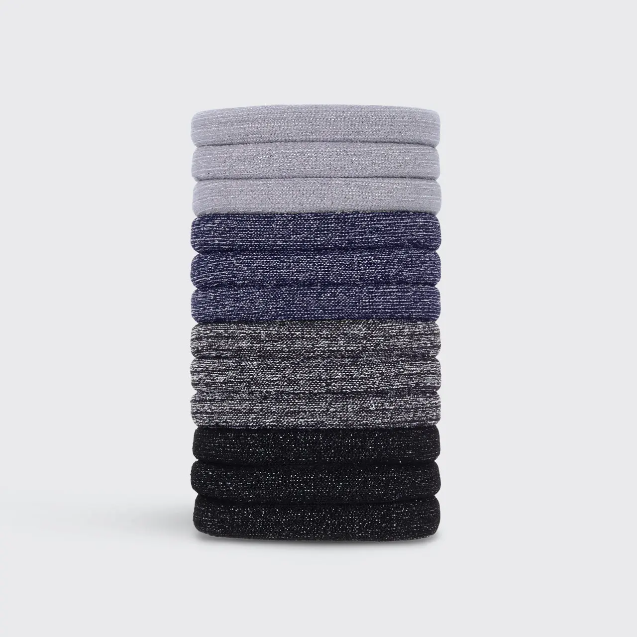 Recycled Nylon Hair Elastics 12pc Set - Dark Glitter - Image 3