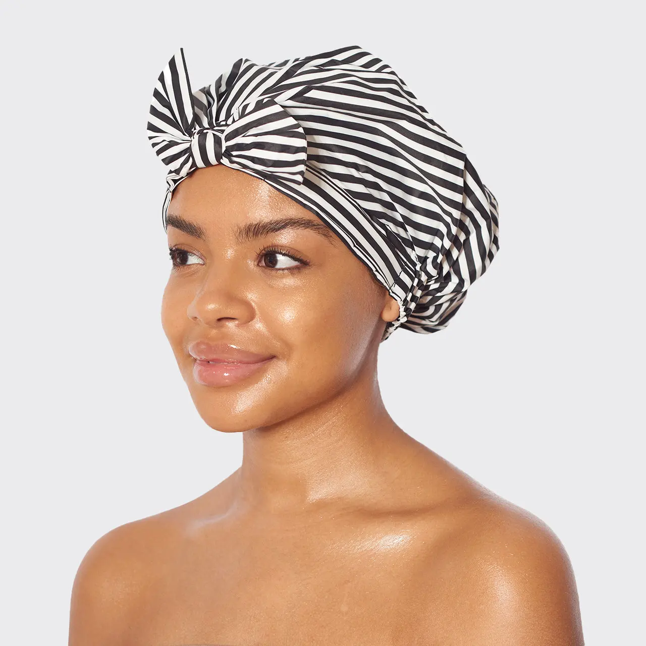 Recycled Polyester Luxe Shower Cap - Stripe - Image 2