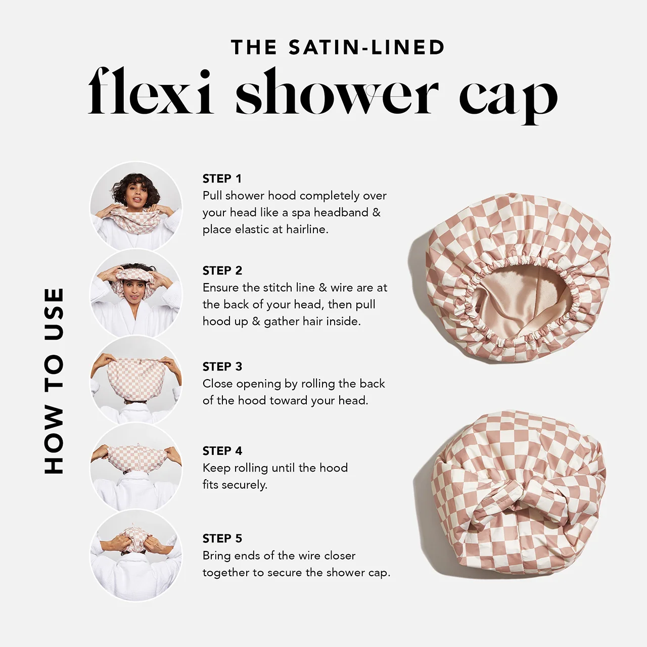 Satin-Lined Flexi Shower Cap - Image 5