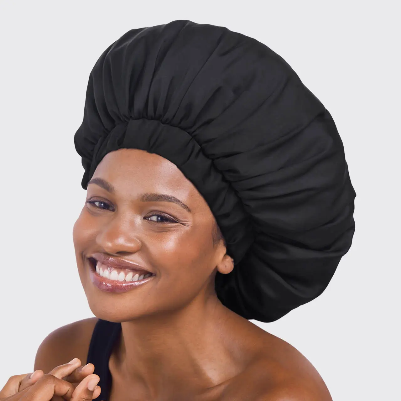 Satin Sleep XL Adjustable Bonnet - Black - Image 2