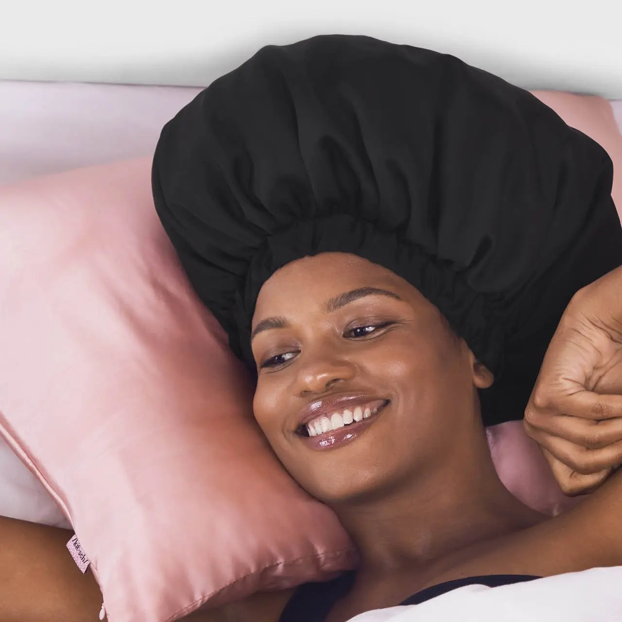 Satin Sleep XL Adjustable Bonnet - Black - Image 4