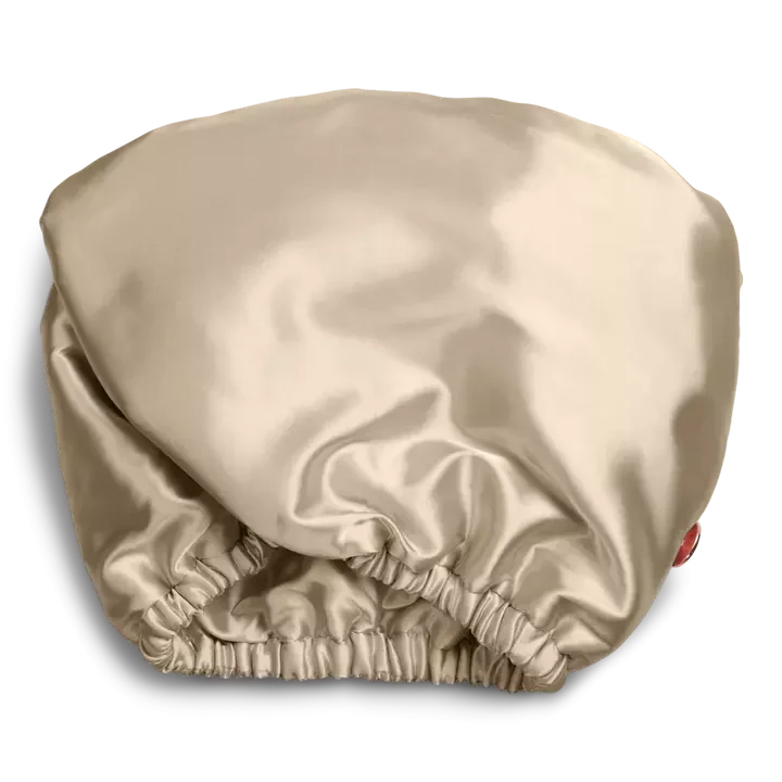 Satin-Wrapped Hair Towel - Champagne - Image 3