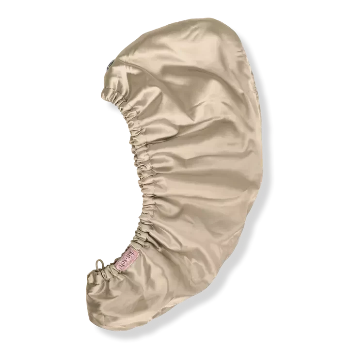 Satin-Wrapped Hair Towel - Champagne - Image 4