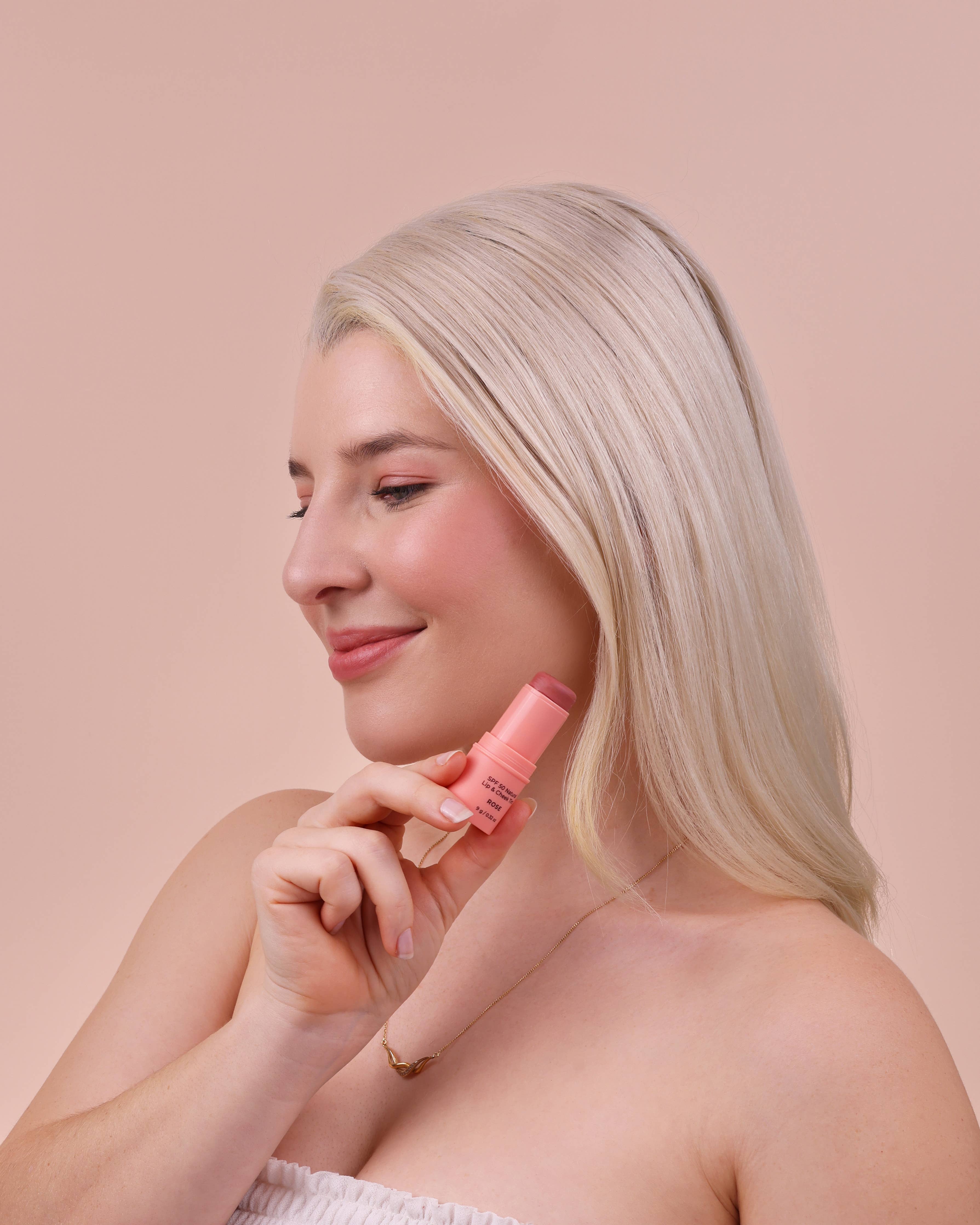 SPF 50 Natural Lip & Cheek Tint - Rose - Image 5