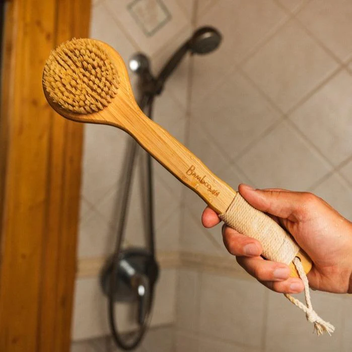 Vegan Long Bamboo Handle Dry Body Brush - Image 3